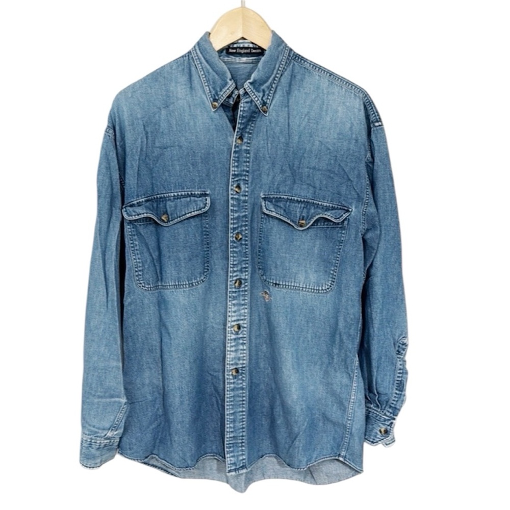 NEW ENGLAND DENIM USA Gant Shirt Button Down With Front Pockets Size Medium